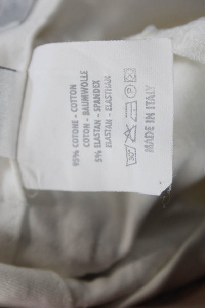 Gunex Womens Cotton Tapered Leg Zipped Cropped Dress Pants White Size 10