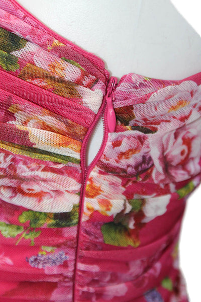 L'Agence Womens Rouched Sweetheart Neckline Floral Mini Dress Pink Size XS