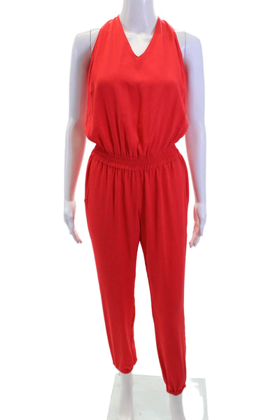 Amanda Uprichard Womens Tie Sleeve Detail V-Neck Sleeveless Jumpsuit Red Size XS