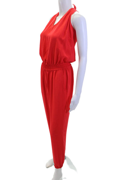 Amanda Uprichard Womens Tie Sleeve Detail V-Neck Sleeveless Jumpsuit Red Size XS