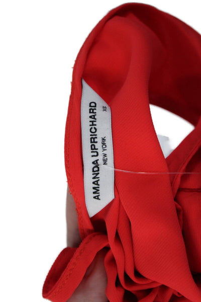 Amanda Uprichard Womens Tie Sleeve Detail V-Neck Sleeveless Jumpsuit Red Size XS