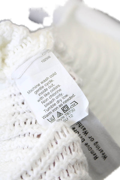 J Crew Womens Long Sleeves V Neck Pullover Sweater White Cotton Size Medium