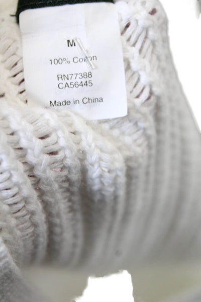 J Crew Womens Long Sleeves V Neck Pullover Sweater White Cotton Size Medium