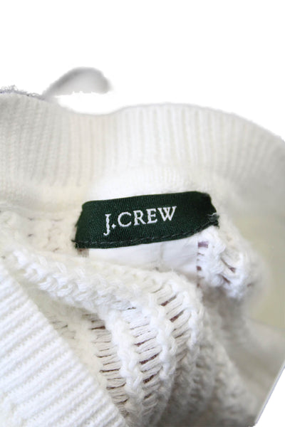 J Crew Womens Long Sleeves V Neck Pullover Sweater White Cotton Size Medium