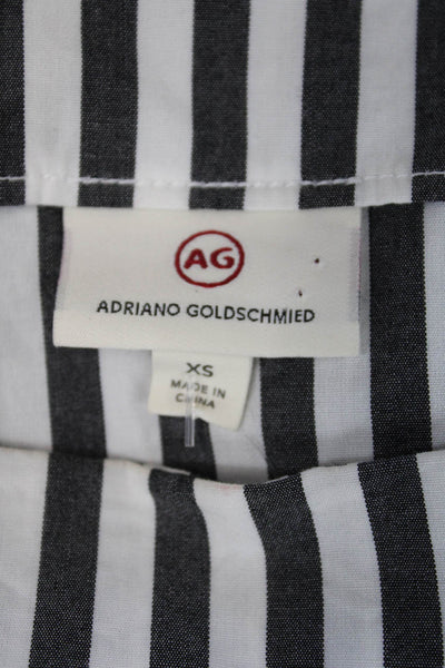 AG Adriano Goldschmied Womens Cotton Striped Boat Neck Blouse Gray Size XS