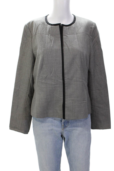 Escada Womens Wool Round Neck Long Sleeve Zippered Basic Jacket Gray Size 40