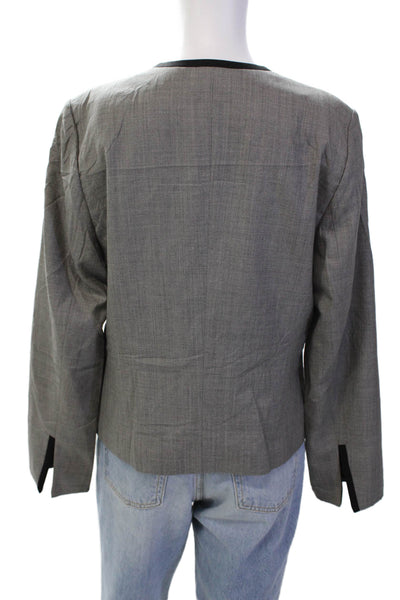 Escada Womens Wool Round Neck Long Sleeve Zippered Basic Jacket Gray Size 40