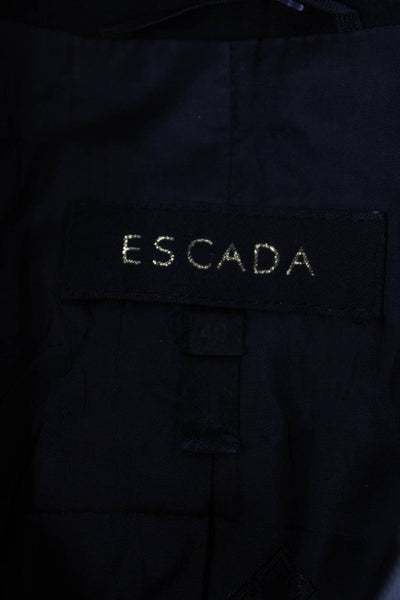 Escada Womens Wool Round Neck Long Sleeve Zippered Basic Jacket Gray Size 40