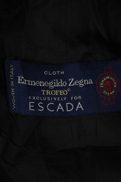Escada Womens Wool Round Neck Long Sleeve Zippered Basic Jacket Gray Size 40