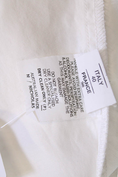 N Nicholas Womens Off The Shoulder Long Sleeves Blouse White Cotton Size 4