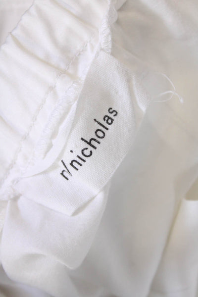 N Nicholas Womens Off The Shoulder Long Sleeves Blouse White Cotton Size 4