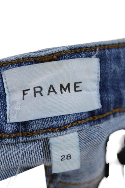 Frame Womens Medium Wash High Rise Crop Mini Bootcut Jeans Blue Size 28