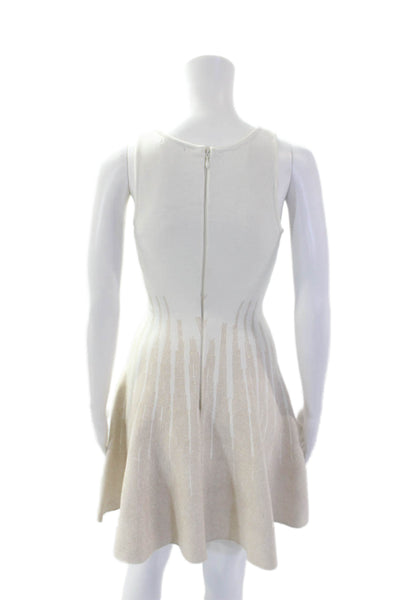 Gig Womens Round Neck Sleeveless Fit Flare Mini Sparkle Mini Dress Beige Size XS