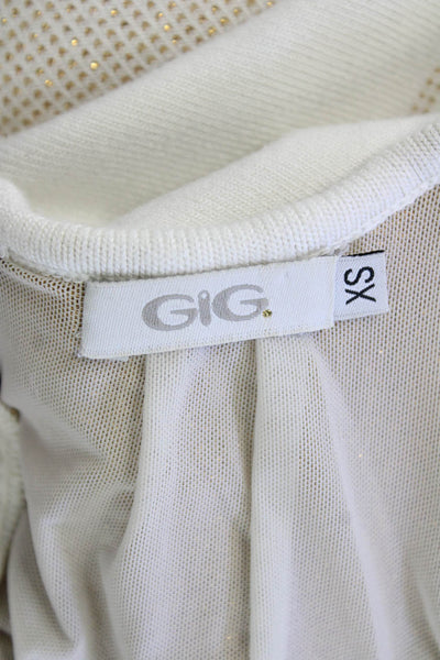 Gig Womens Round Neck Sleeveless Fit Flare Mini Sparkle Mini Dress Beige Size XS
