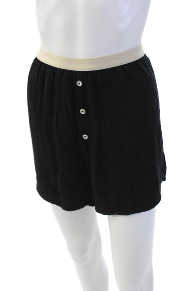Donni Womens Cotton Stretch High-Waisted Casual Shorts Solid Black Size M