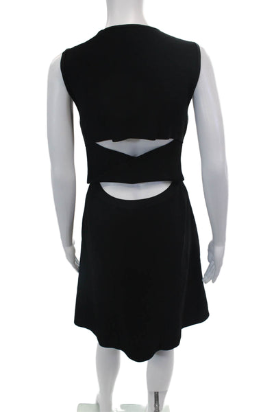 A.L.C. Womens Sleeveless Cut Out Back Mid Calf A Line Dress Black Size Small