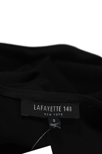 Lafayette 148 New York Womens Long Sleeve V Neck Silk Boxy Top Black Size Small
