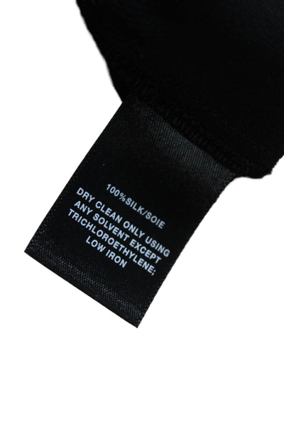 Lafayette 148 New York Womens Long Sleeve V Neck Silk Boxy Top Black Size Small
