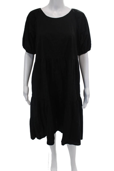 Everlane Womens Short Sleeve Scoop Neck Knee Length Shift Dress Black Size 4