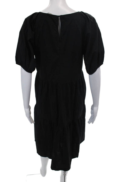 Everlane Womens Short Sleeve Scoop Neck Knee Length Shift Dress Black Size 4