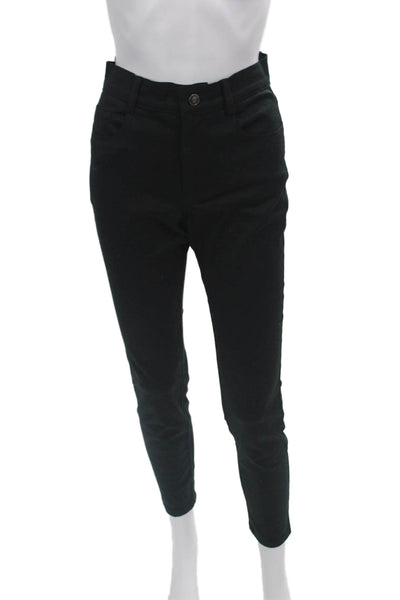 Elaine Kim Womens Zipper Fly Mid Rise Slim Cut Trouser Pants Black Size 25