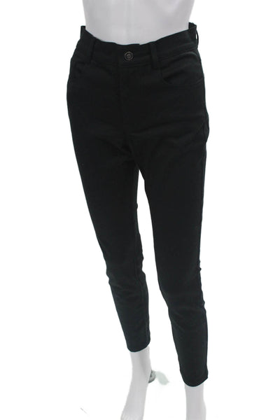 Elaine Kim Womens Zipper Fly Mid Rise Slim Cut Trouser Pants Black Size 25