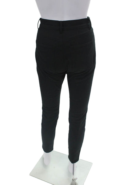Elaine Kim Womens Zipper Fly Mid Rise Slim Cut Trouser Pants Black Size 25