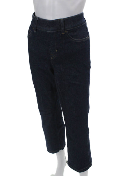 Spanx Womens Elastic Waistband Dark Wash Flare Leg Jeans Blue Denim Size Medium