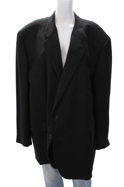 Hickey Freeman Men's Long Sleeves Lined Two Button Jacket Black Size 44
