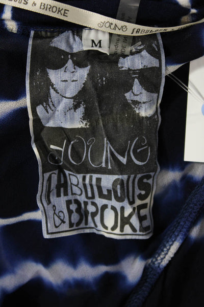 Young Fabulous & Broke Women's Long Sleeves Sheer Tie Dye Blouse Blue Size M