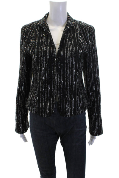 Lafayette 148 New York Womens Wool Split Cuff Detail Evening Jacket Black Size 4