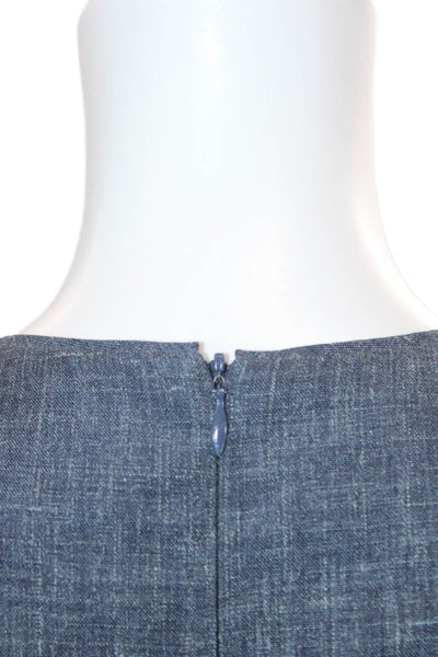 Adam Adam Lippes Womens Wool Scoop Neck Layered Sleeveless Shift Dress Blue Sz 2