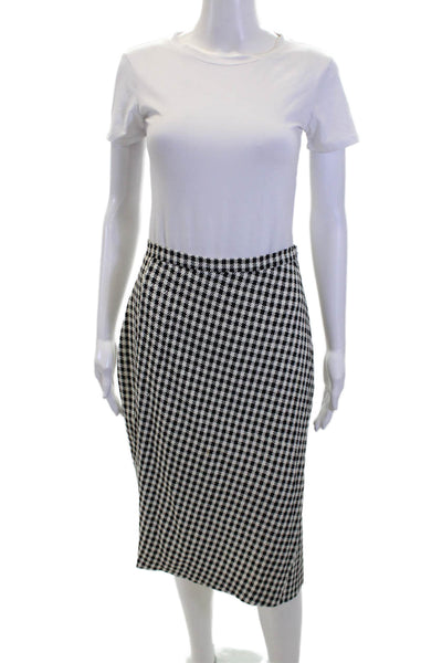 Altuzarra Womens Houndstooth Print Lined Zippered Pencil Skirt White Size 40
