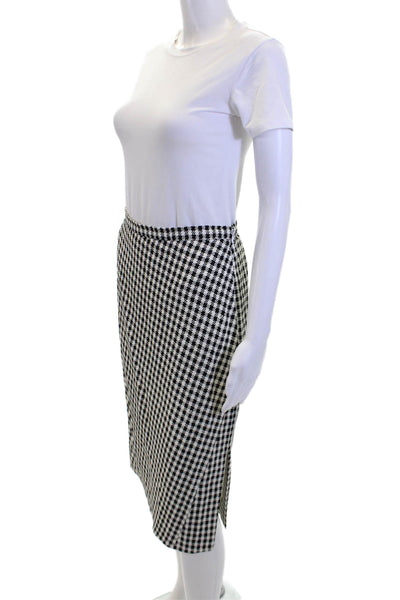 Altuzarra Womens Houndstooth Print Lined Zippered Pencil Skirt White Size 40