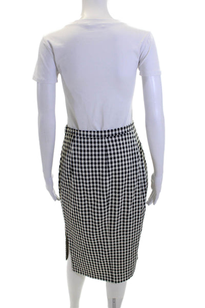 Altuzarra Womens Houndstooth Print Lined Zippered Pencil Skirt White Size 40