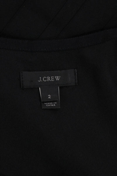 J Crew Womens Sleeveless Button Down Pleated A Line Dress Black Wool Size 2