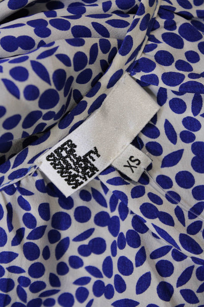 Super Suite Seventy Seven Womens Silk Sleeveless Spotted Dress Blue Size XS