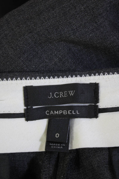 J Crew Womens Cotton Zip Lined Tapered Leg Dress Pants Heather Gray Size 0