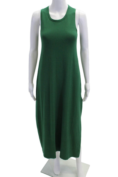 Weekend Max Mara Women's Sleeveless Round Neck Slit Hem Midi Dress Green Size S