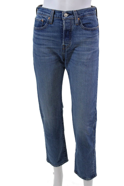 Levis Womens Cotton Buttoned Five Pocket Casual Straight Leg Jeans Blue Size 25
