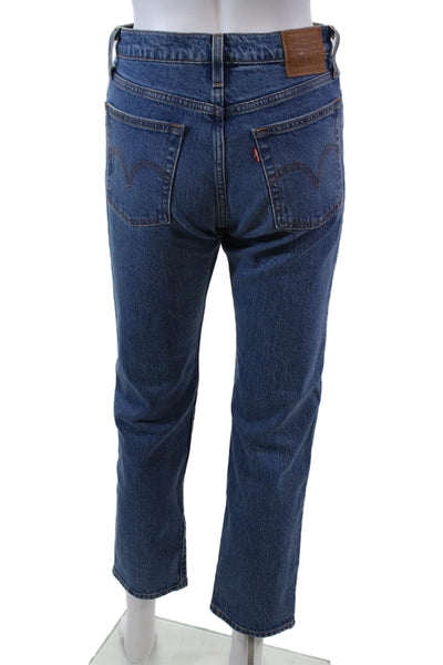 Levis Womens Cotton Buttoned Five Pocket Casual Straight Leg Jeans Blue Size 25