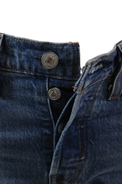Levis Womens Cotton Buttoned Five Pocket Casual Straight Leg Jeans Blue Size 25