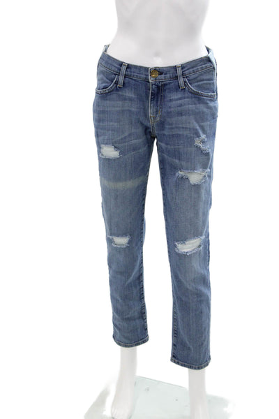 Current/Elliott Womens Maternity Mid Rise Distressed Skinny Jeans Blue Size 26