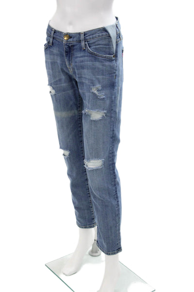 Current/Elliott Womens Maternity Mid Rise Distressed Skinny Jeans Blue Size 26