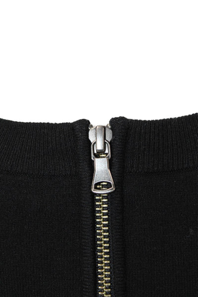 Milly Womens Long Sleeve Double Zip Cropped Top Black Size P