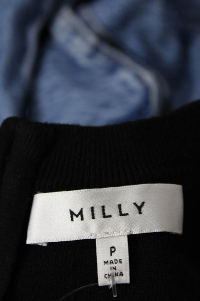 Milly Womens Long Sleeve Double Zip Cropped Top Black Size P