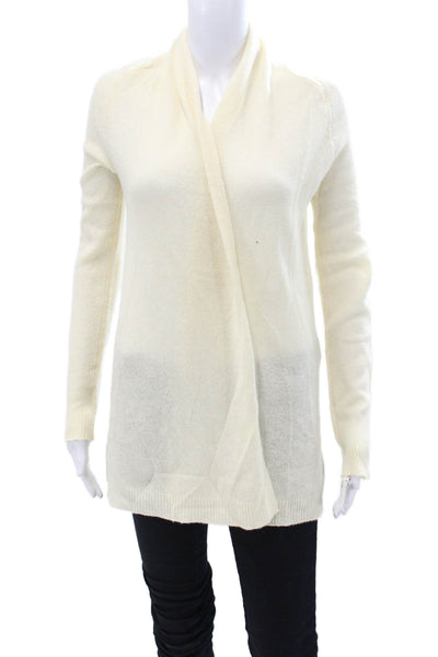Theory Womens Cashmere Open Front Long Sleeve Cardigan Cream Size P