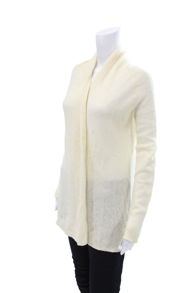 Theory Womens Cashmere Open Front Long Sleeve Cardigan Cream Size P