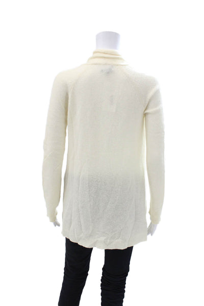 Theory Womens Cashmere Open Front Long Sleeve Cardigan Cream Size P