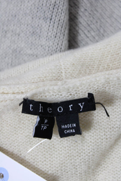 Theory Womens Cashmere Open Front Long Sleeve Cardigan Cream Size P